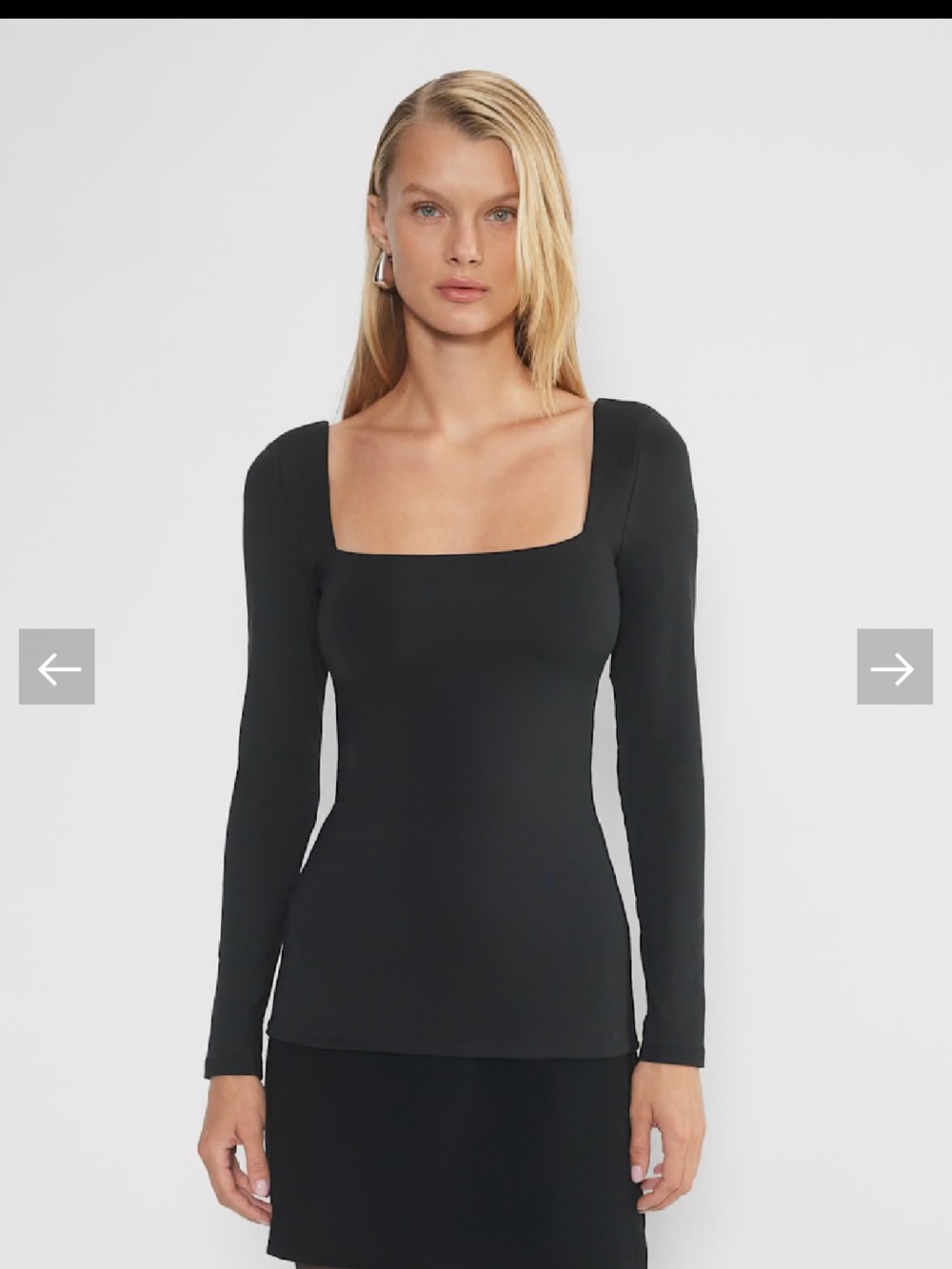 Aritzia Contour Original Squareneck Hip Long Sleeve Top Black NWT XS